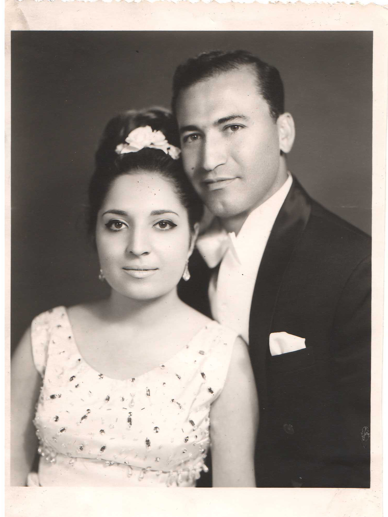 Mahin and Parviz Huschmand on their wedding day